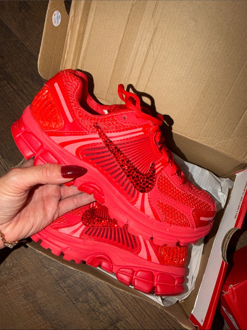 Nike Women's Red Rhinestone-Embellished Athletic Sneakers